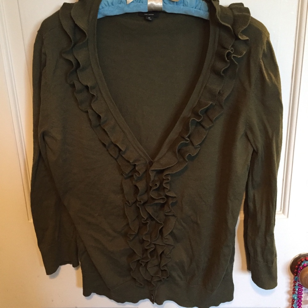 Talbots ruffled cardigan, size M